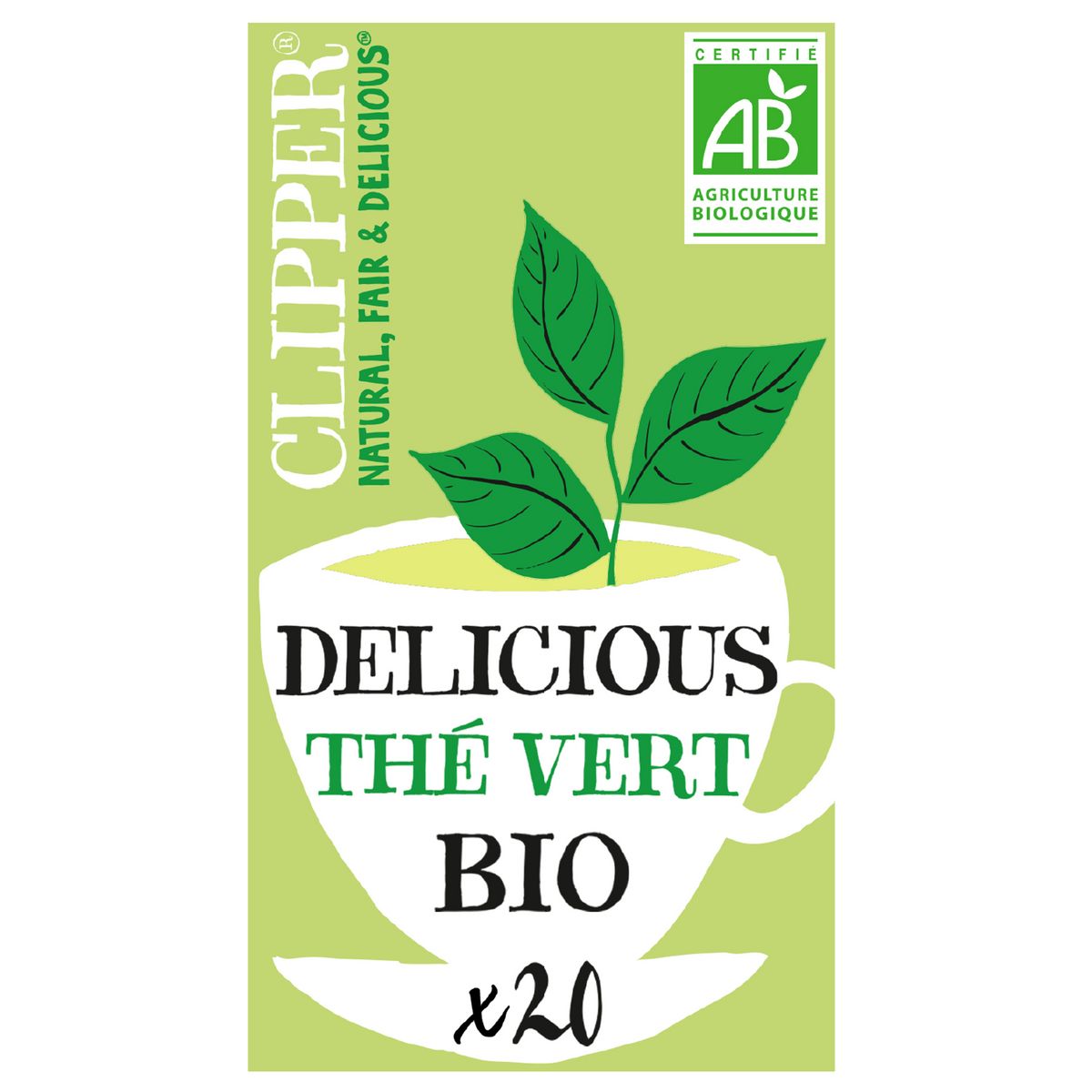 AUCHAN BIO Thé vert nature 20 sachets 36g pas cher 