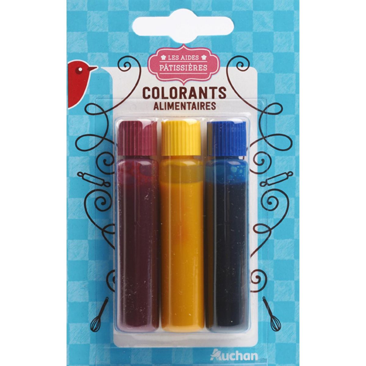 AUCHAN Colorants alimentaires 3 couleurs 3 couleurs 3x6ml pas cher