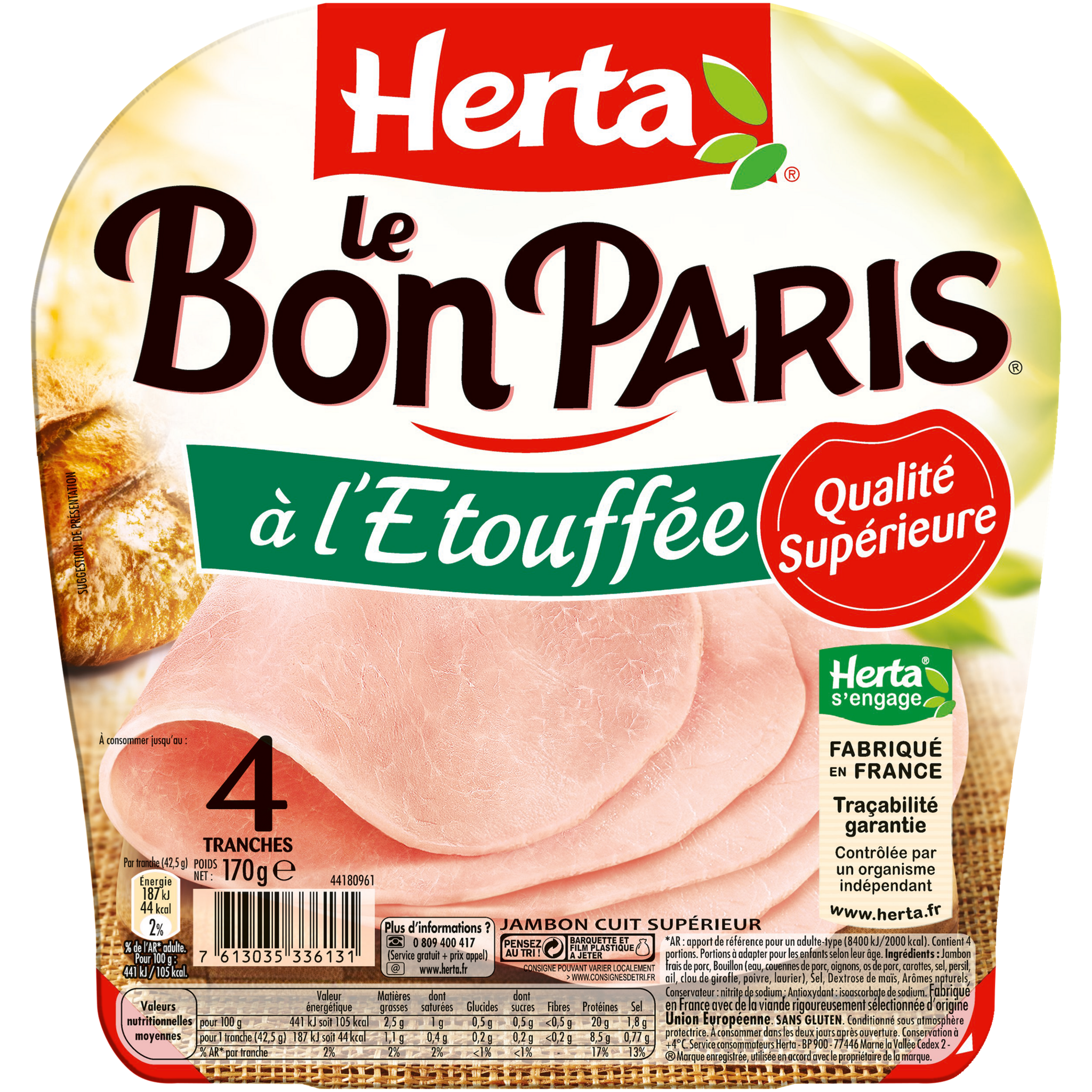 1/4 jambon cru haute qualité