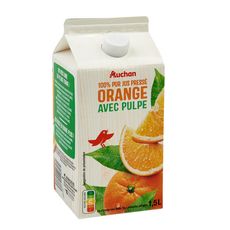 AUCHAN Pur jus d'oranges avec pulpe 1,5L