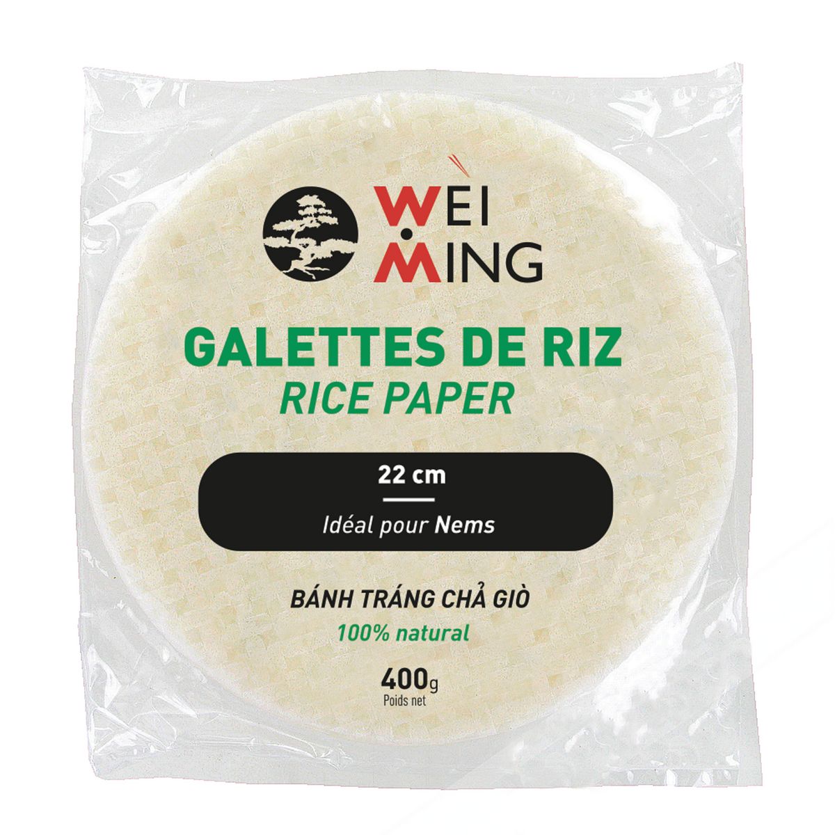 WEI MING Galettes de riz 22cm 400g