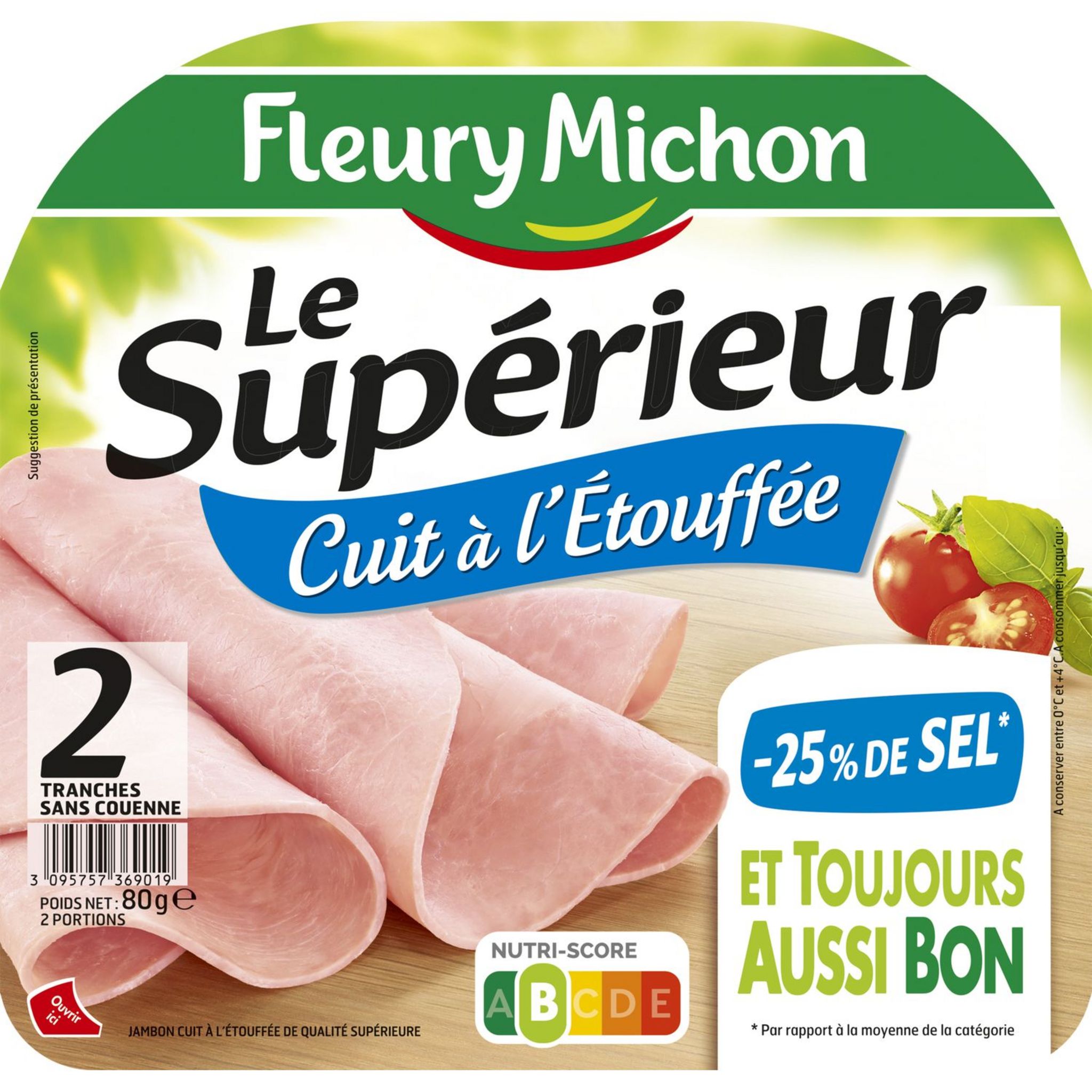 Jambon blanc à l'ancienne blanc 2 tranches - 130g