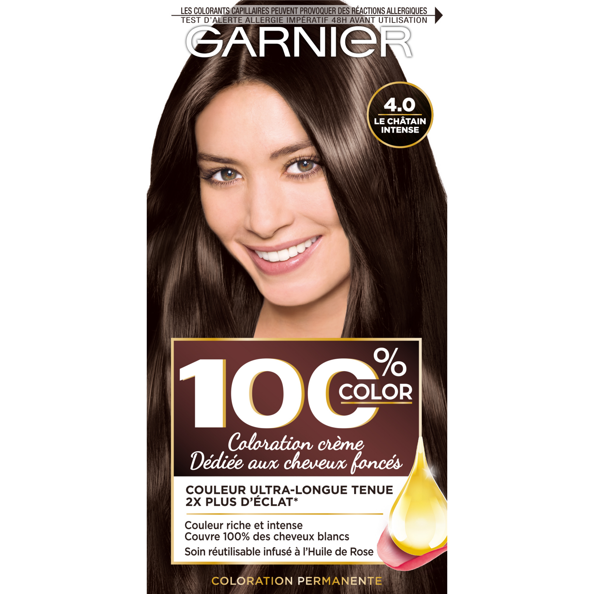 GARNIER 100% Color crème coloration pour cheveux foncés 1.0 noir