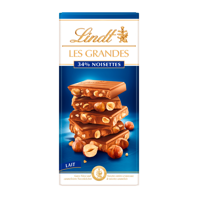 LINDT Les Grandes tablette de chocolat au lait praliné noisettes 1 pièce  225g pas cher 