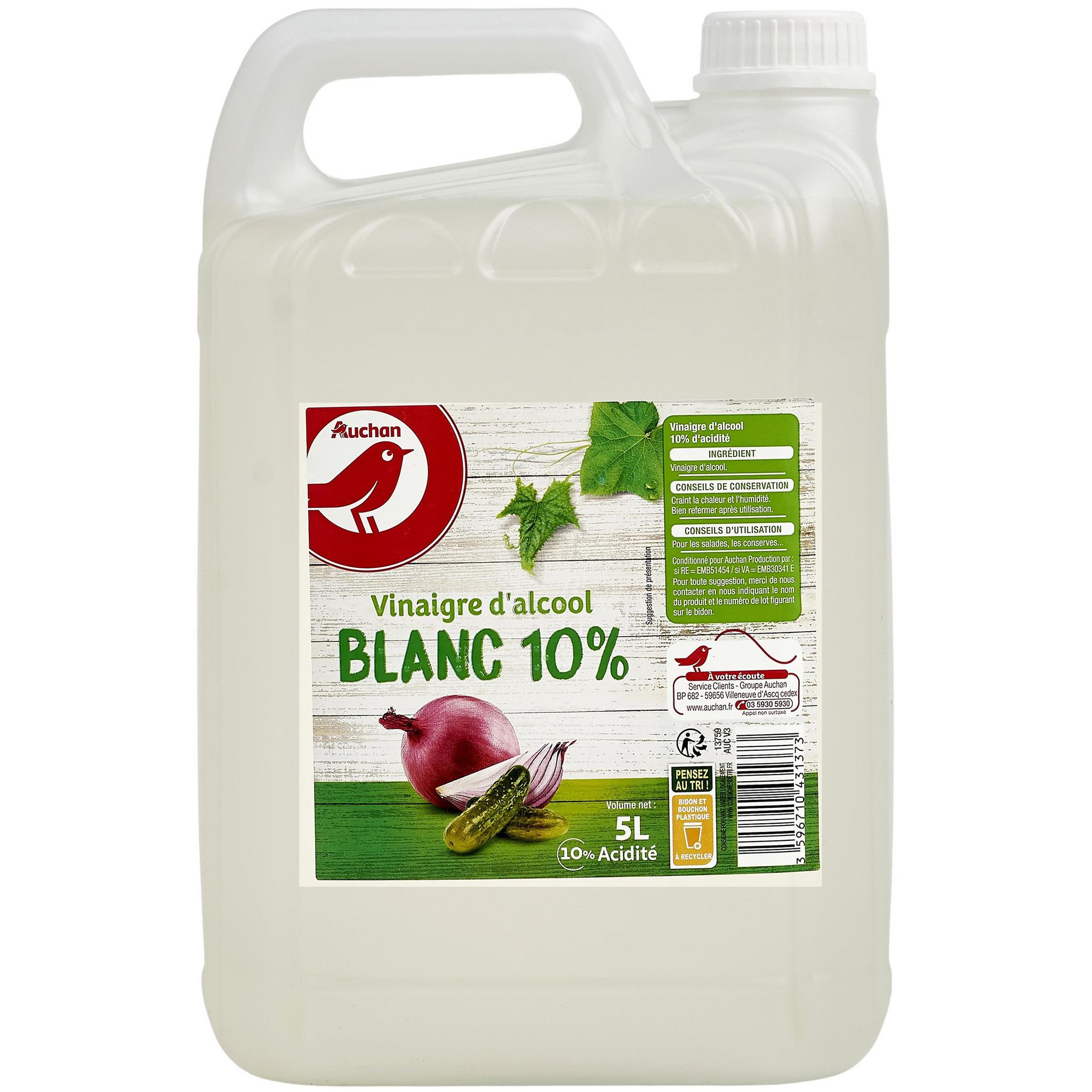 AUCHAN Authentique vinaigre ménager 100% naturel 1l pas cher