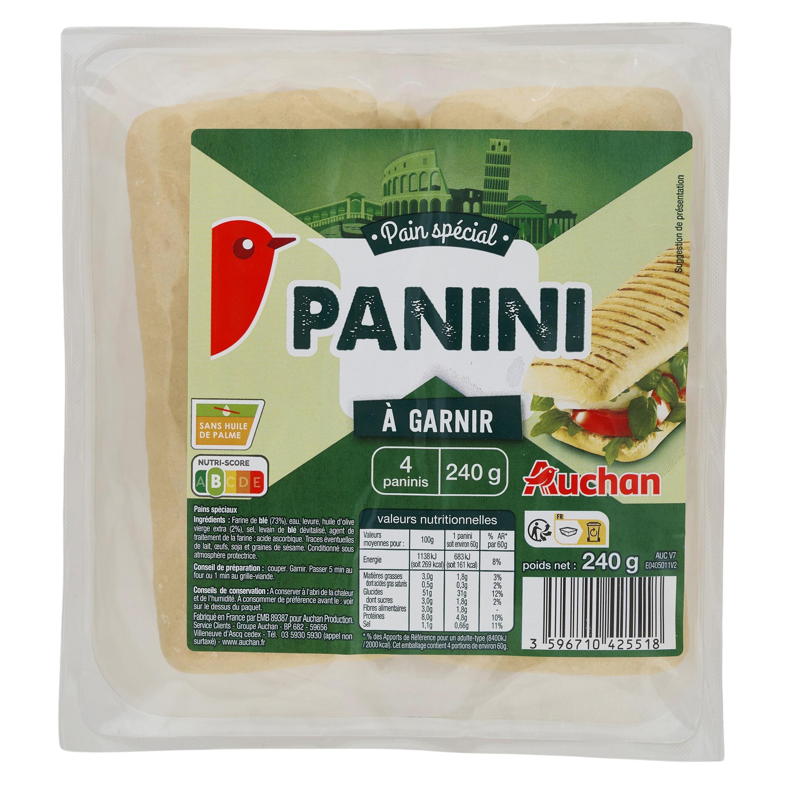 AUCHAN Pain spécial panini 4 pains 210g pas cher 