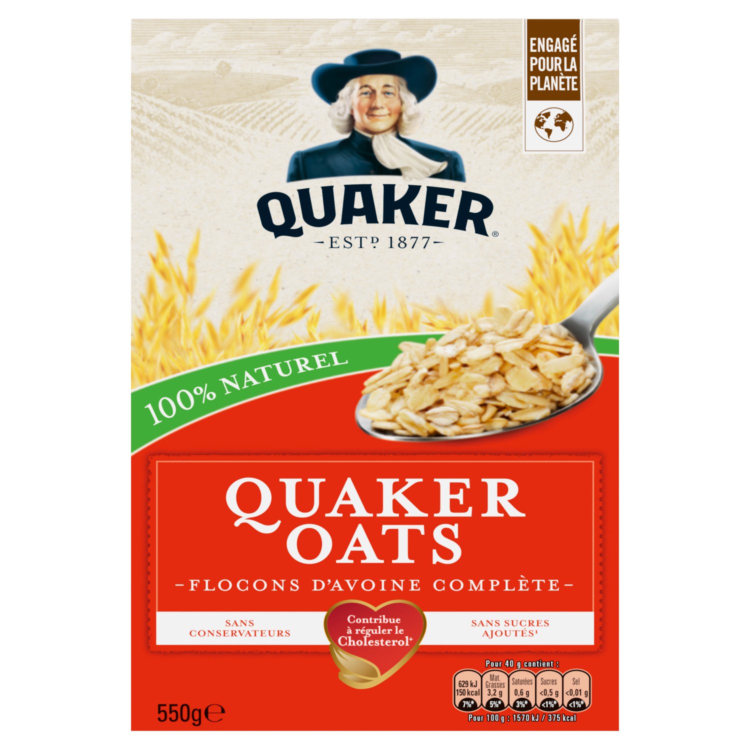 QUAKER Oats flocons d'avoine 550g pas cher 