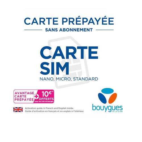 CARTE SIM BOUYGUES TELECOM Carte prépayée sans engagement Ligne