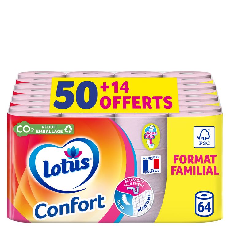 Promo Papier Hygiénique Confort Rose Lotus +14 Offerts chez Intermarché 