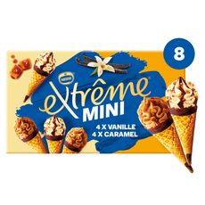 EXTREME Mini-cônes glacés vanille et caramel 8 pièces 313g