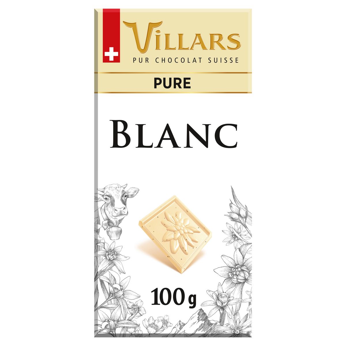 VILLARS Tablette de chocolat blanc dégustation 1 pièce 100g