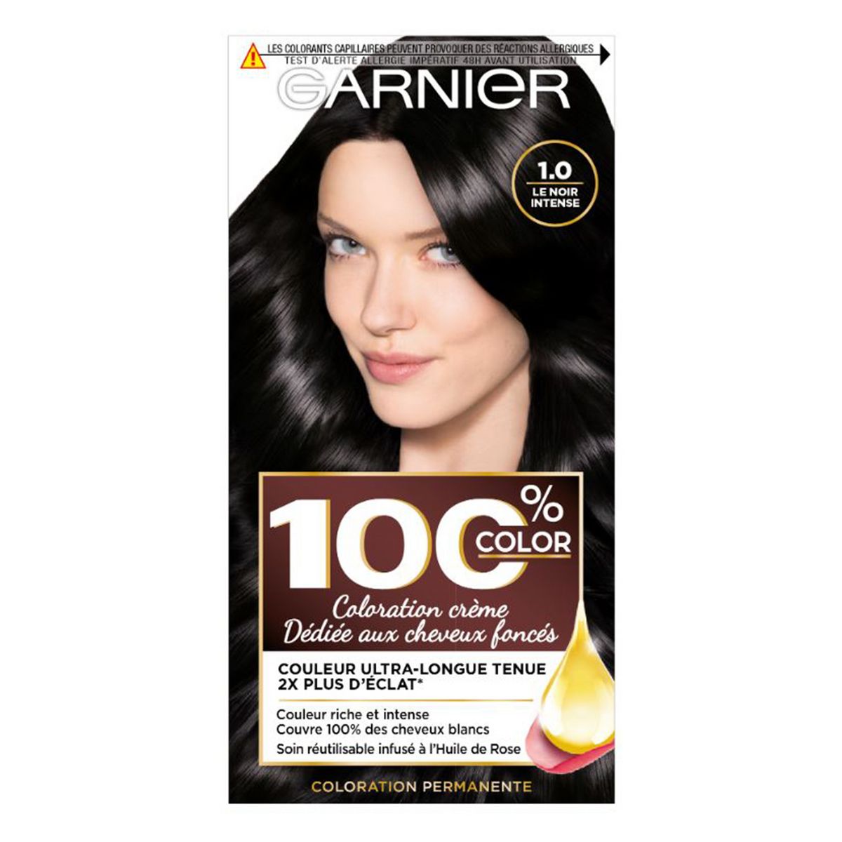 GARNIER 100% Color crème coloration pour cheveux foncés 1.0 noir