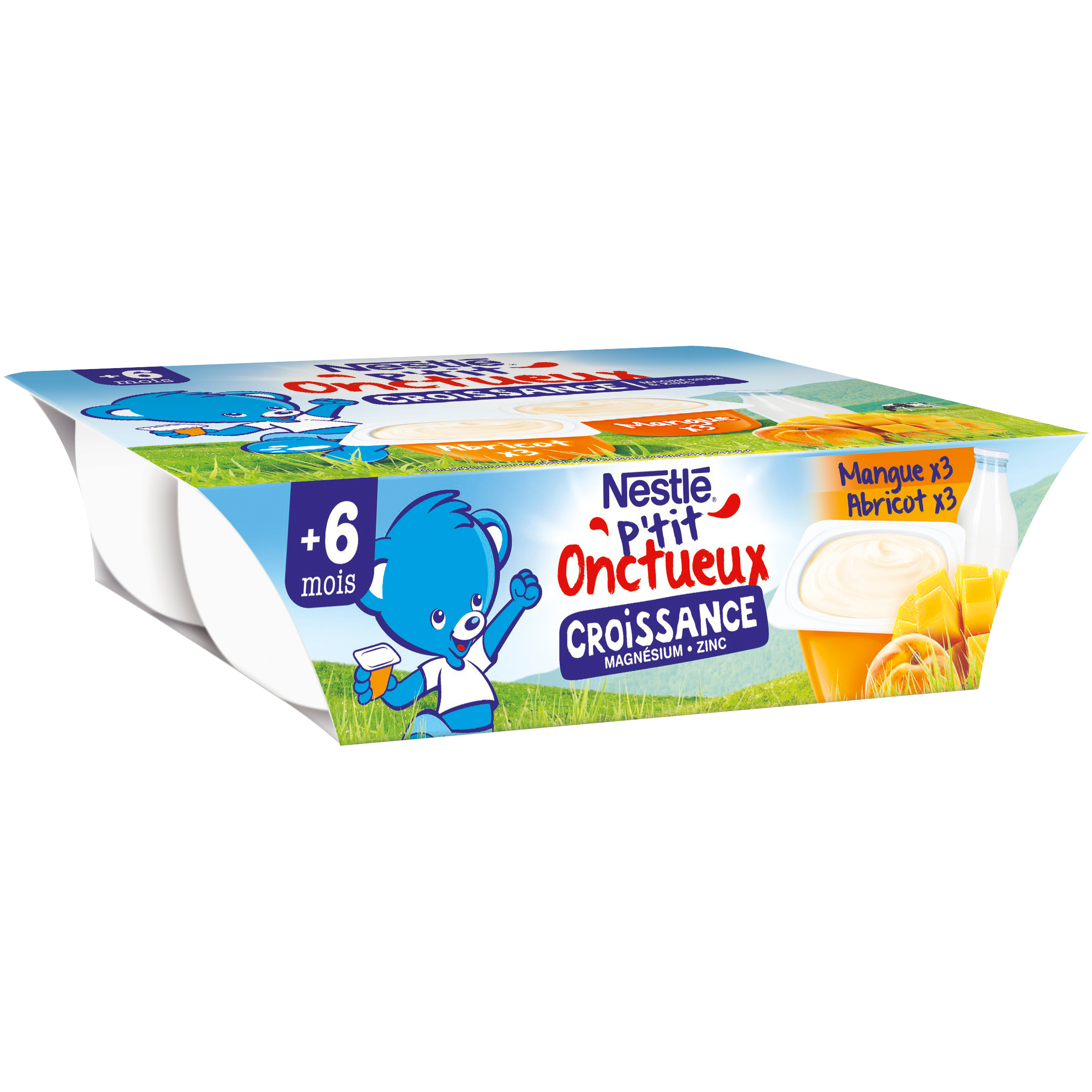 NESTLE P'tit onctueux pot dessert lacté mangue et abricot dès 10 mois 6x60g  pas cher 