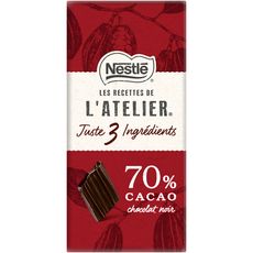 NESTLE Les recettes de l'atelier tablette de chocolat noir 70% 1 pièce 100g