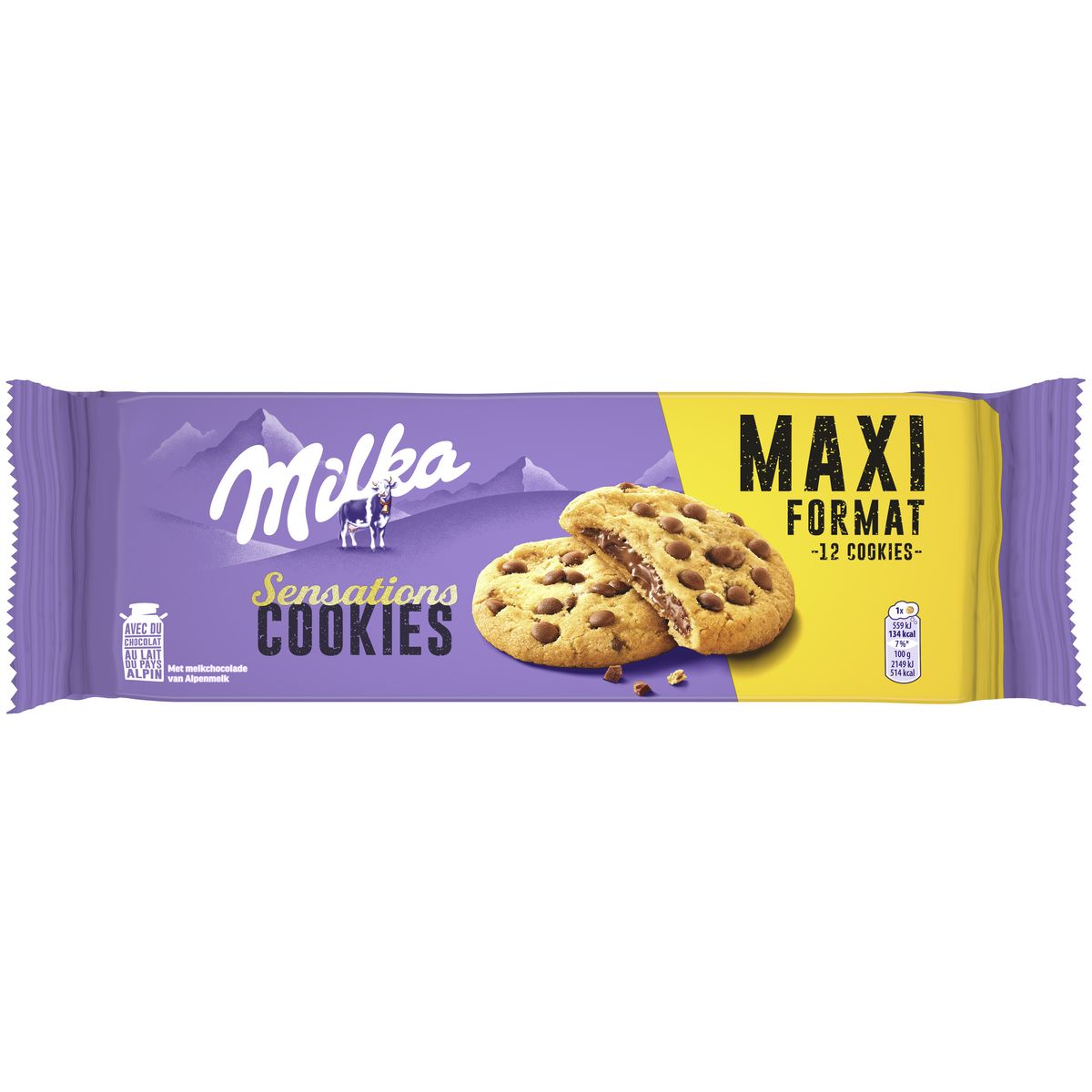MILKA Choco Sensations cookies au chocolat fondant et aux pépites de chocolat format familial 312g