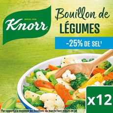KNORR Bouillon de légumes -25% de sel sans conservateur 12 tablettes 109g