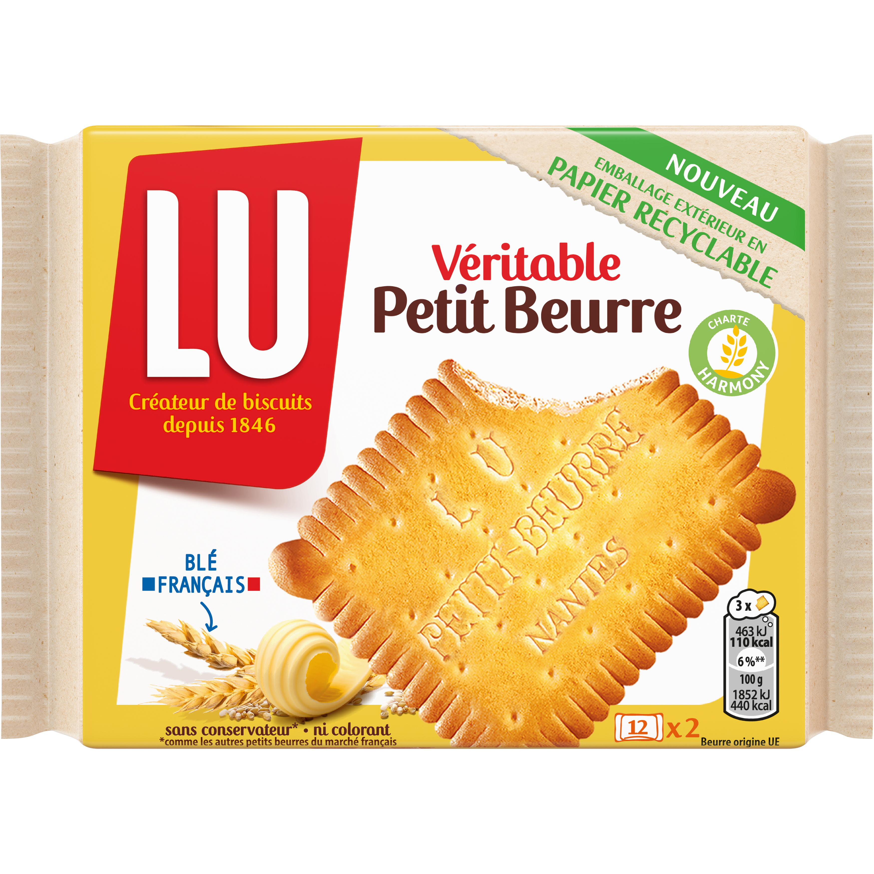 LU Véritable petit beurre, emballage refermable 24 biscuits 200g