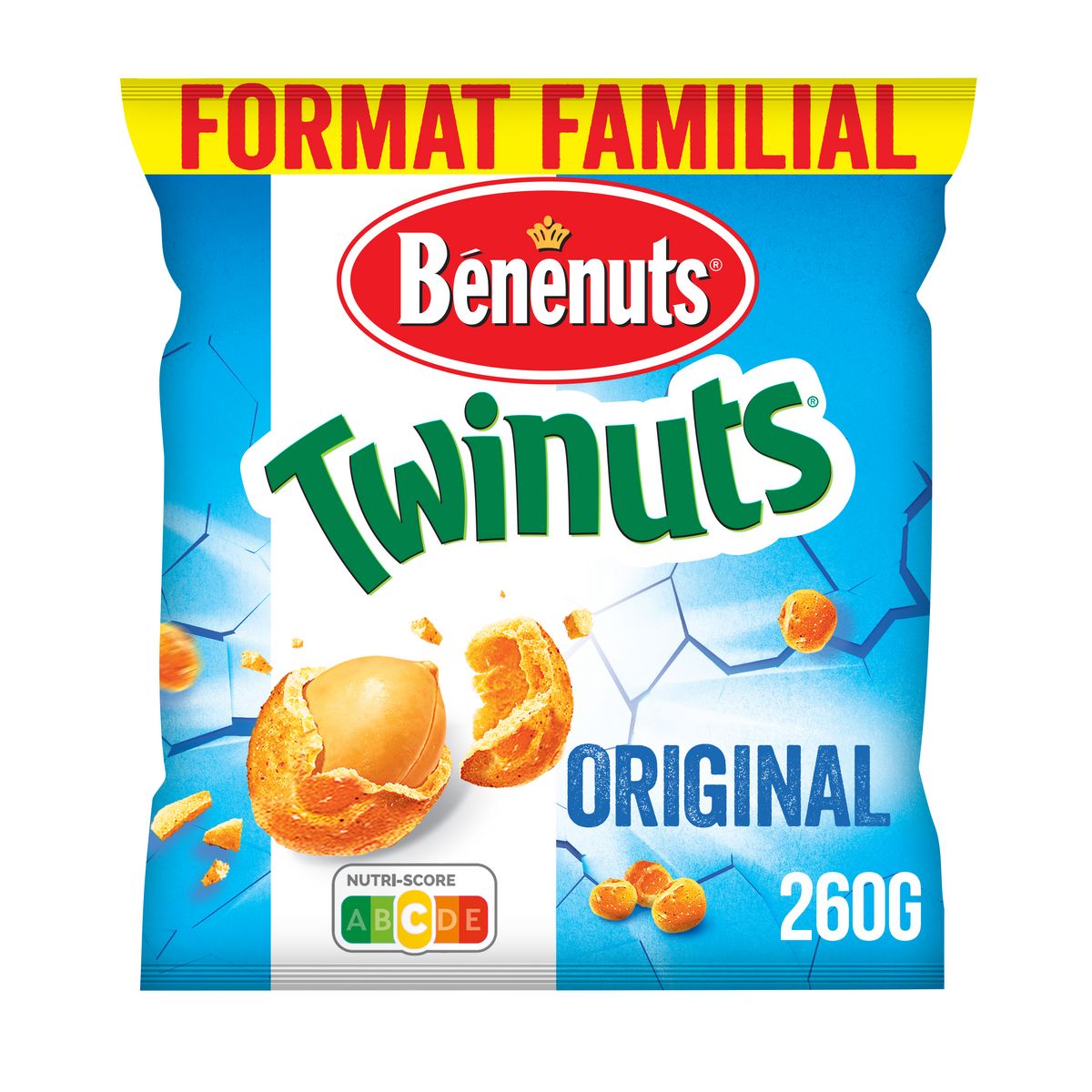 BENENUTS Twinuts cacahuètes enrobées croustillantes goût salé format familial 260g