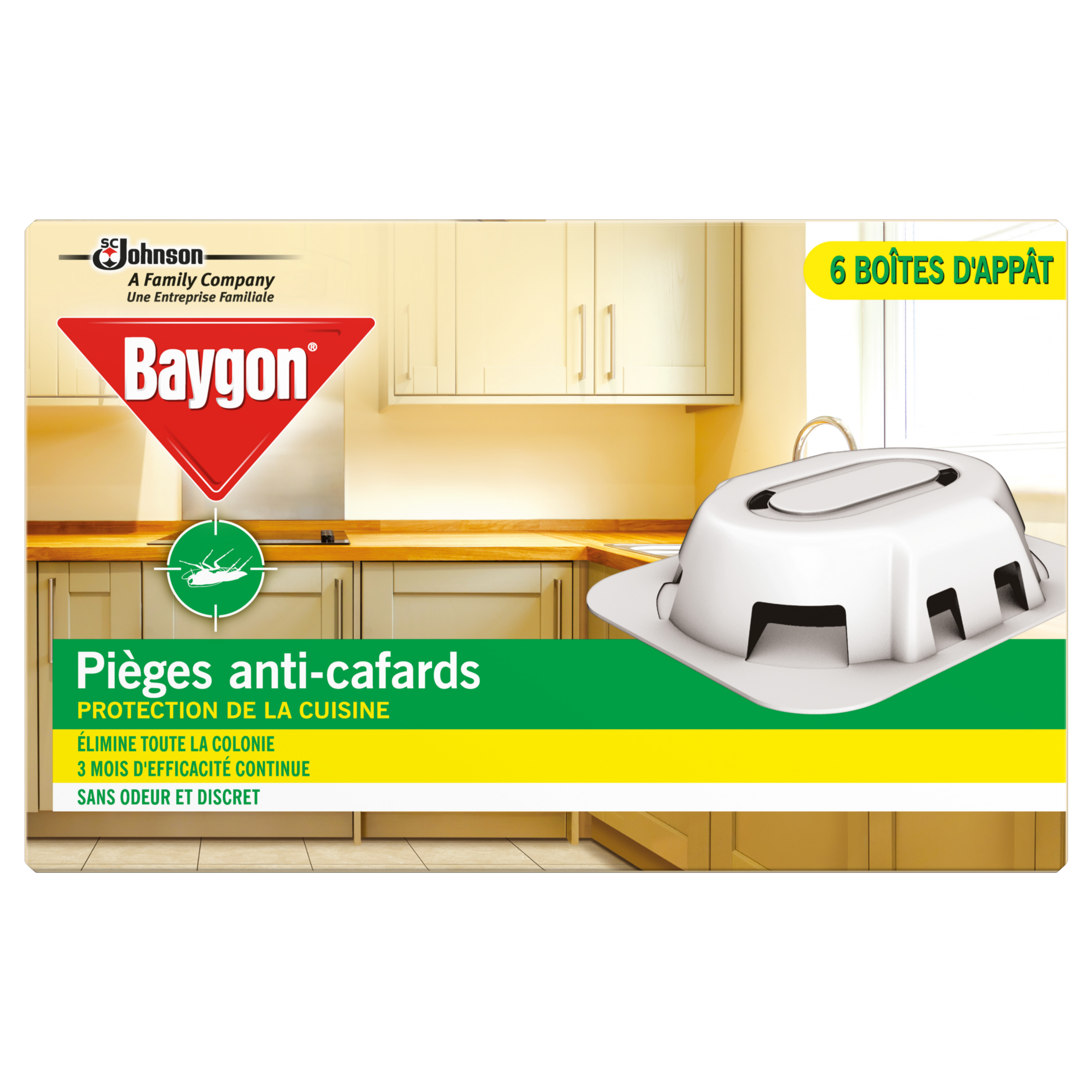 BAYGON Boîtes d'appât pièges anti-cafards pour la cuisine 6x3 mois