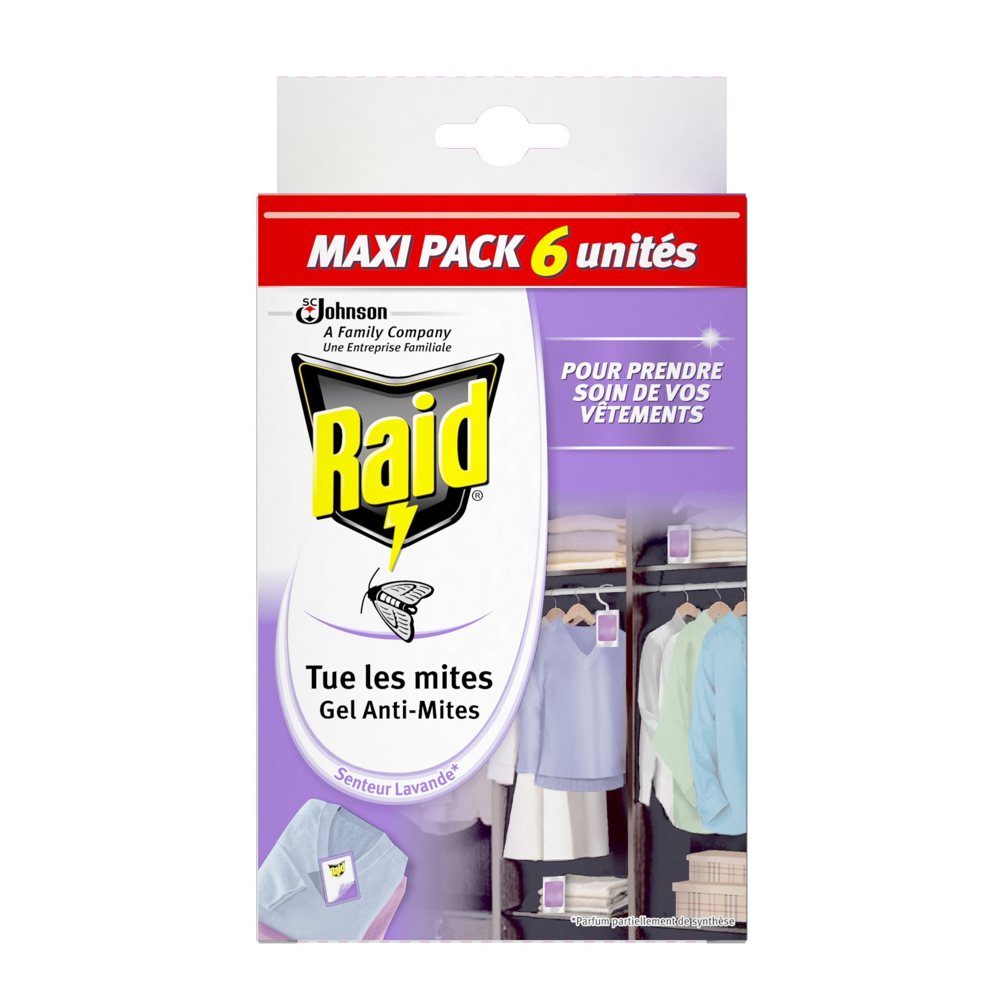 RAID® GEL ANTI-MITES - SENTEUR BOIS DE CEDRE OU SENTEUR LAVANDE