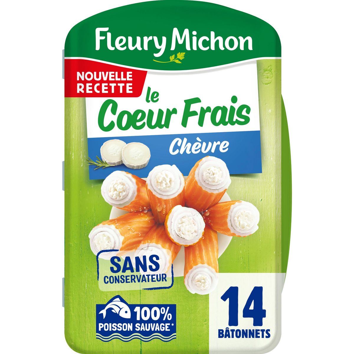 FLEURY MICHON Le cœur frais de surimi au chèvre 14 pièces 224g