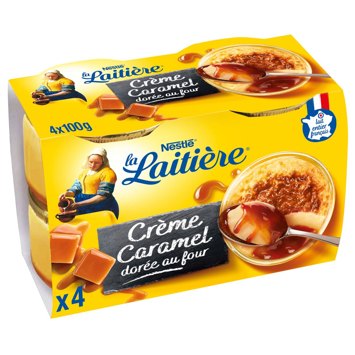 LA LAITIERE Crème au caramel doré au four 4x100g