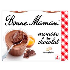 BONNE MAMAN Mousse au chocolat aux œufs frais 4x50g