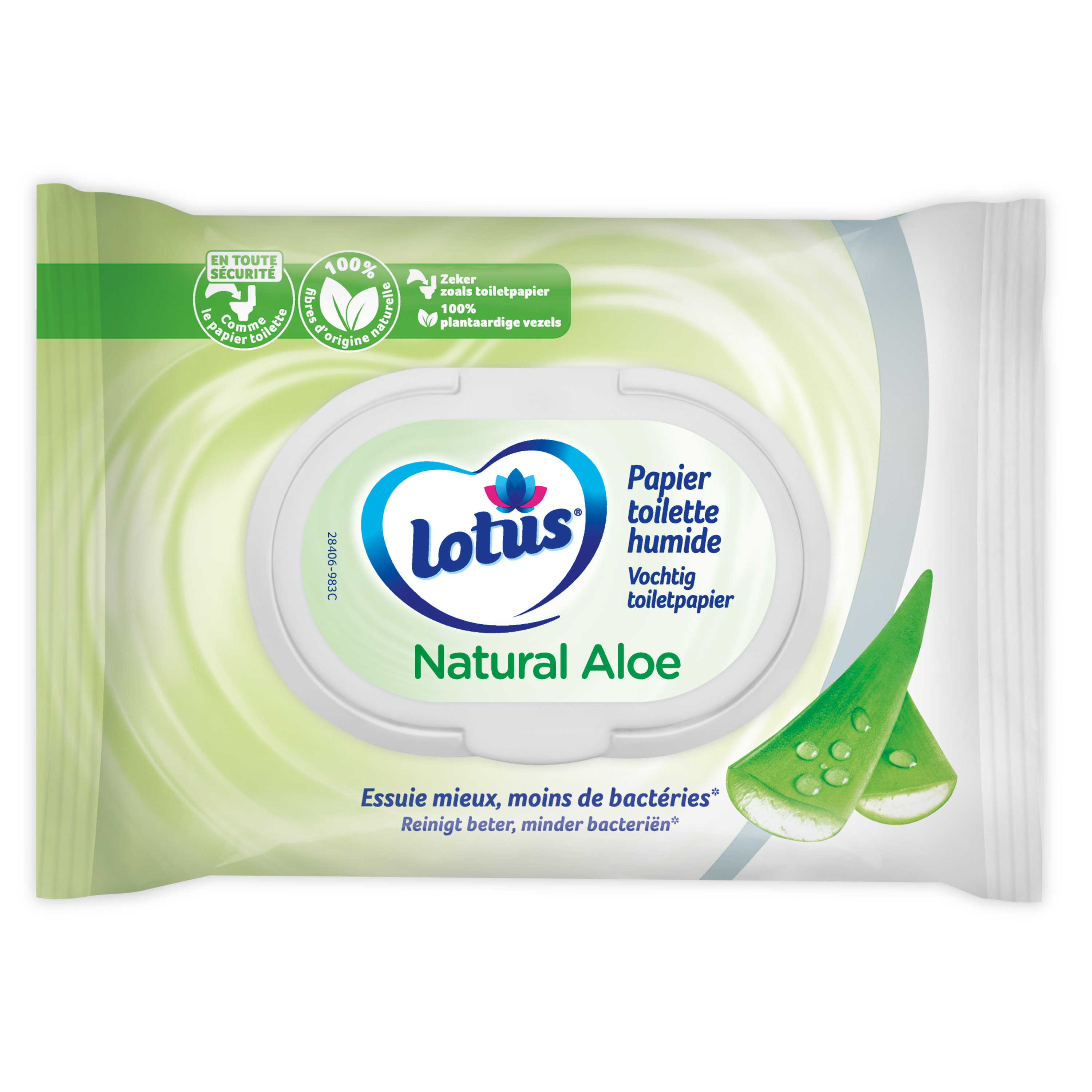 Lot de 7 paquets de papier toilette humide Lotus Natural Aloe (via