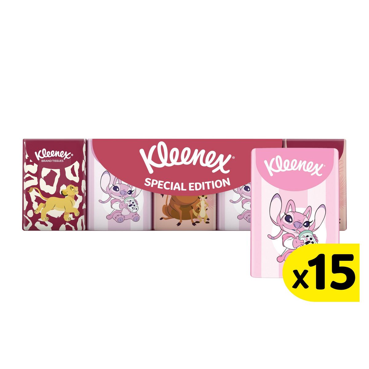 KLEENEX Mini paquets de mouchoirs pour enfants design Disney 3 épaisseurs  15 paquets x 7 mouchoirs pas cher 