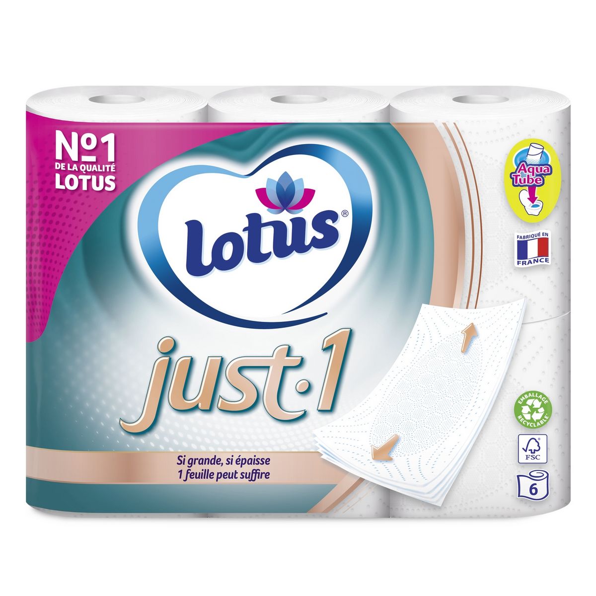 LOTUS Papier toilette épais blanc aquatube 5 épaisseurs 6 rouleaux pas cher  