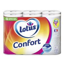 LOTUS Papier toilette blanc aquatube confort 12 rouleaux