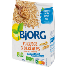 BJORG Porridge bio 3 céréales sans sucres ajoutés 375g