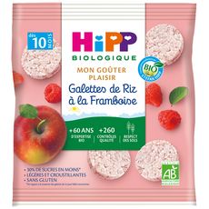 HIPP Mon goûter plaisir galettes de riz à la framboise bio dès 10 mois 30g