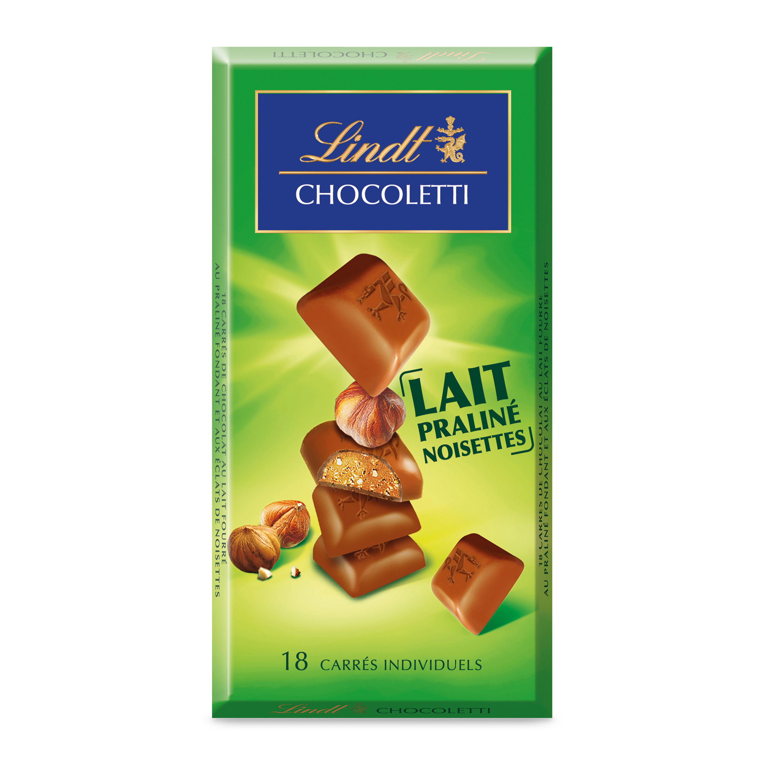 LINDT Les Grandes tablette de chocolat au lait praliné noisettes 1 pièce  225g pas cher 