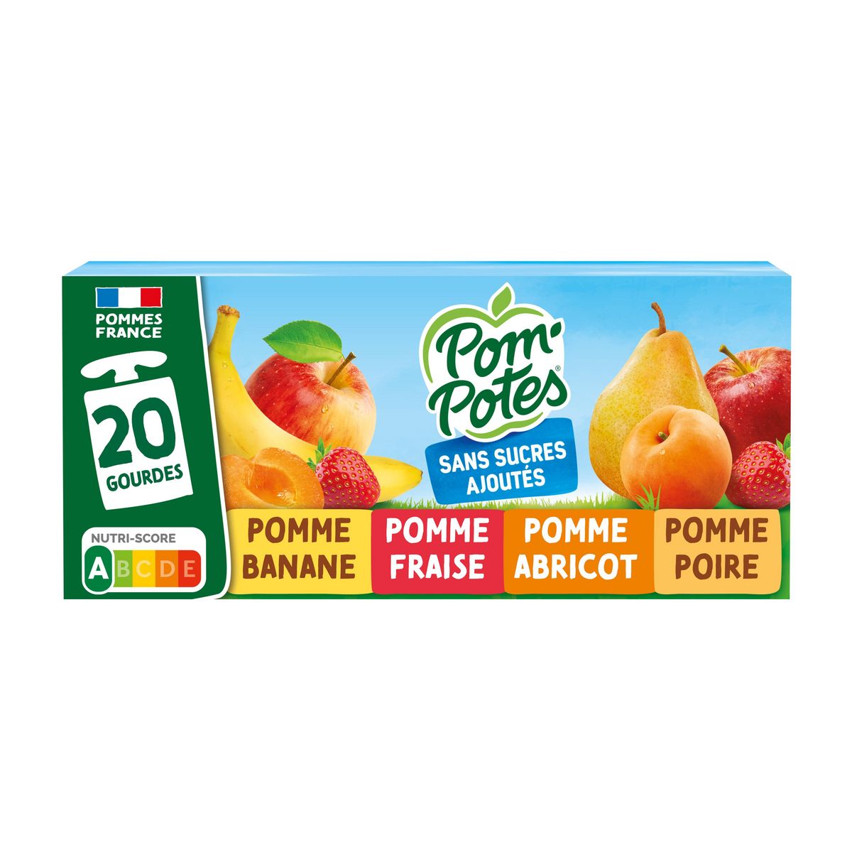 POM'POTES Compote Gourde BIO Pomme/Pomme Fraise/Pomme Banane