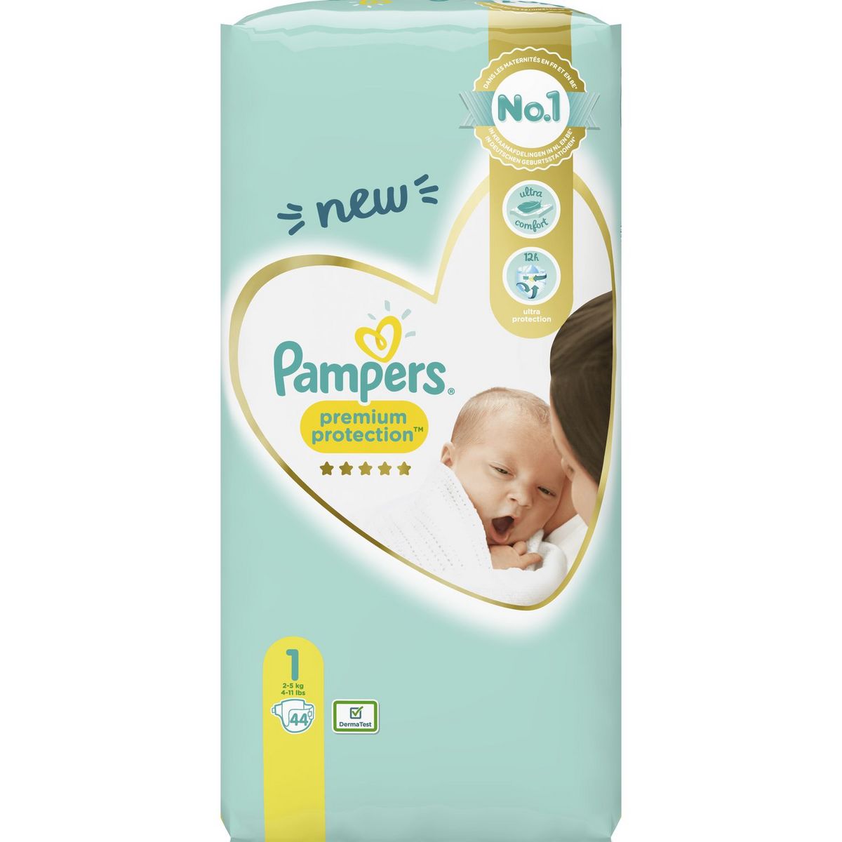 PAMPERS Premium protection couches taille 1 (2-5kg) 44 couches pas cher 