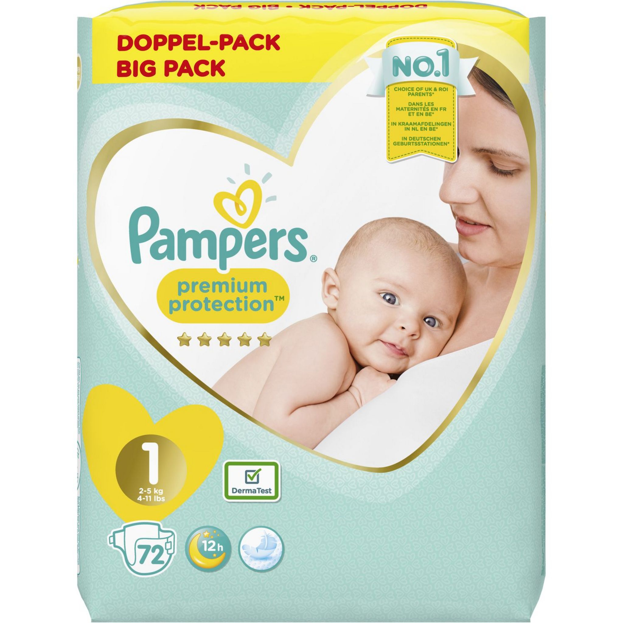 Pampers Couches pour Bébé Taille 1 - Pack de 2x72