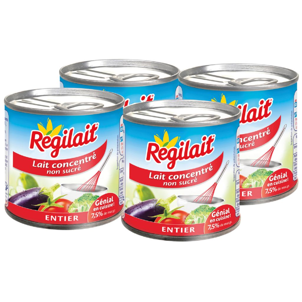 REGILAIT Lait entier concentré non sucré 4x170g pas cher 