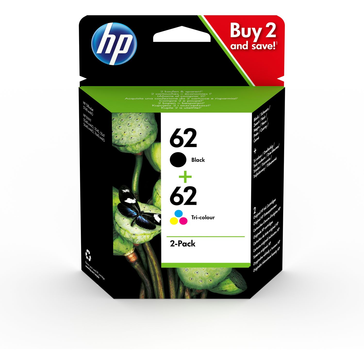 HP 62 cartouche d'ence Noir authentique (C2P04AE) 