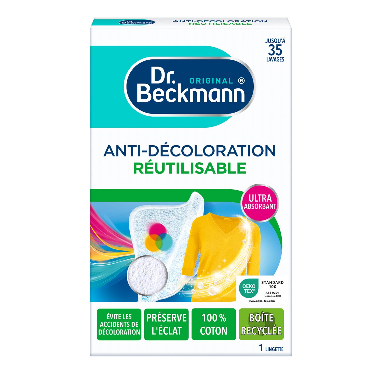 Lingette anti-décoloration réutilisable 30 lavages Dr. Beckmann