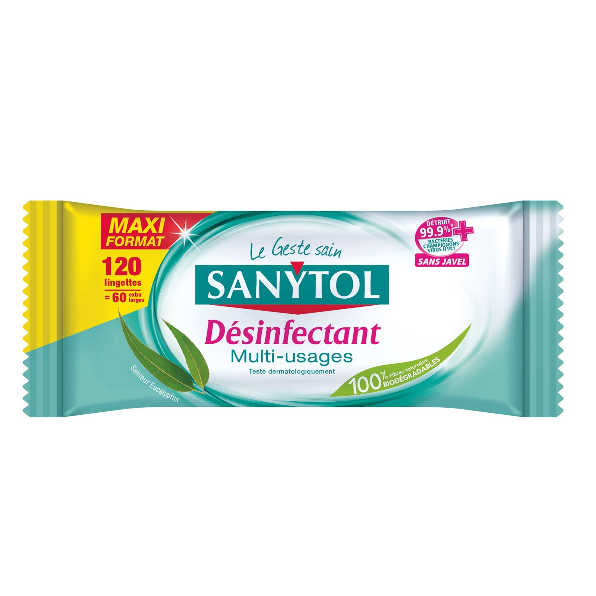 Lingette Désinfectante Multi-Usage Eucalyptus Pocket SANYTOL : le paquet de  12 lingettes à Prix Carrefour