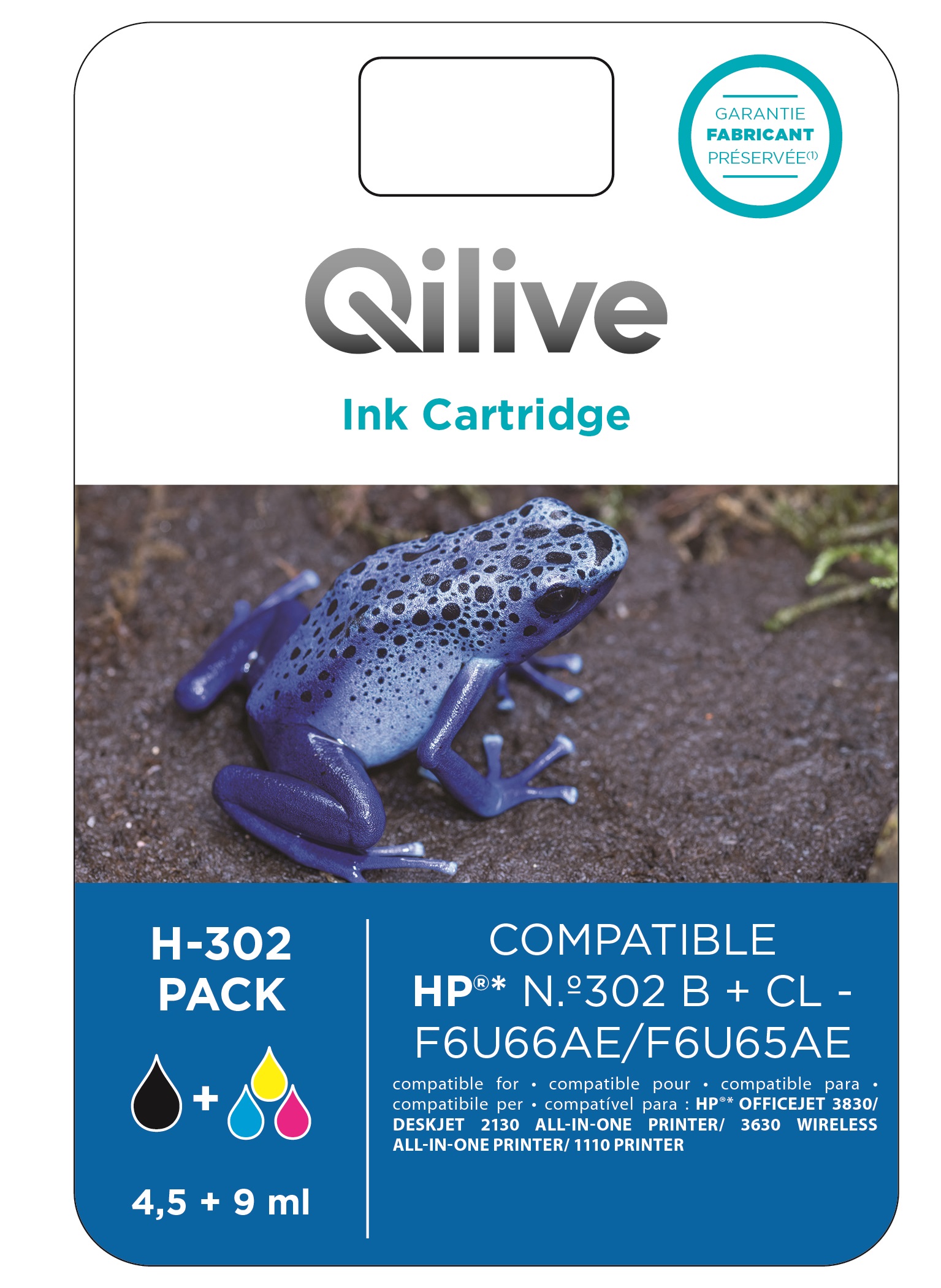 Cartouche d'encre LK-302 noir+couleur compatible HP 302 - espace