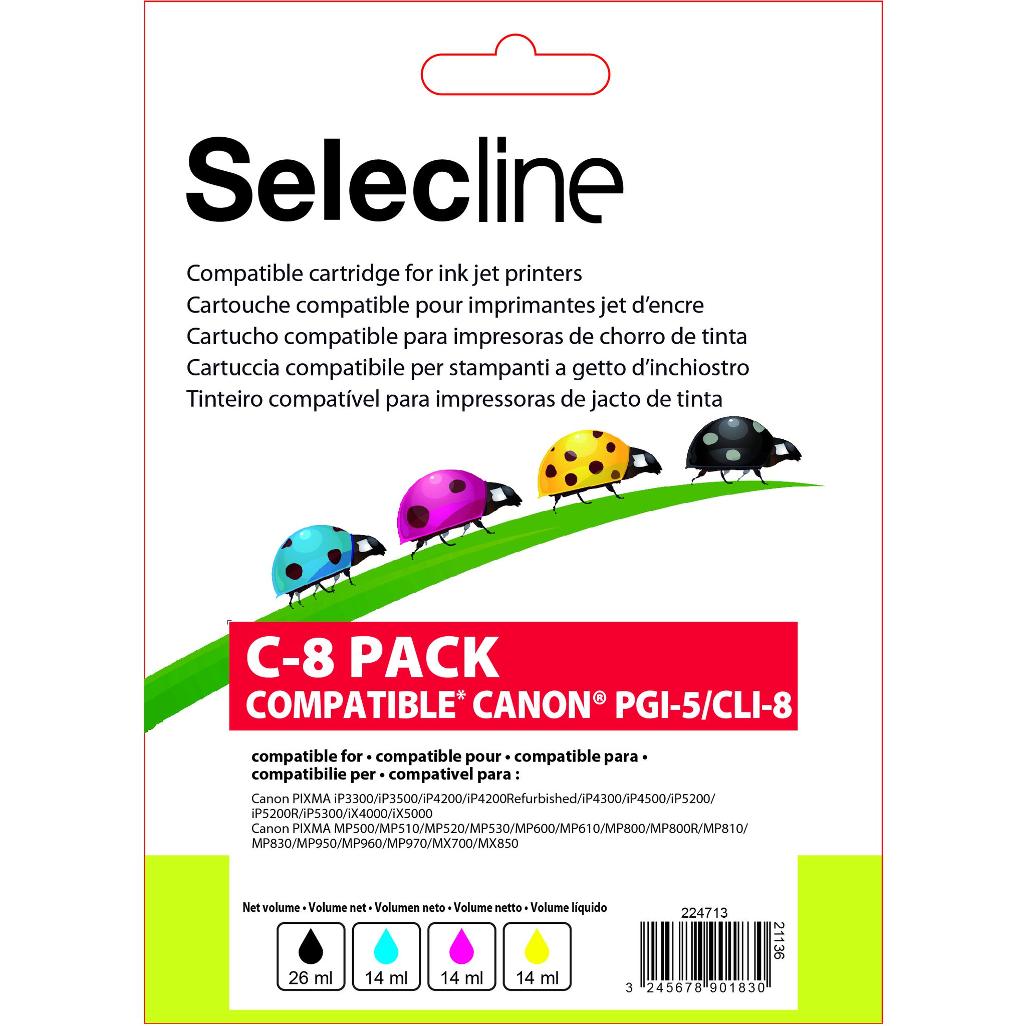 SELECLINE Cartouche 4 Couleurs C-8 PACK pas cher 