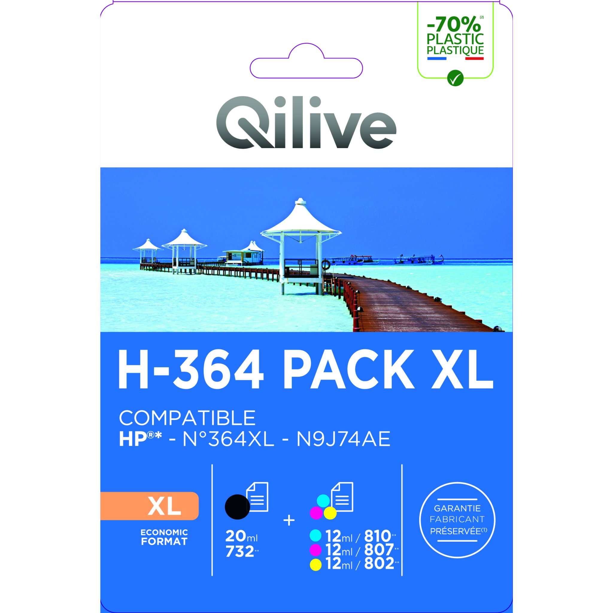 Pack 5 Cartouches N°364 XL générique pour HP - 4 Couleurs