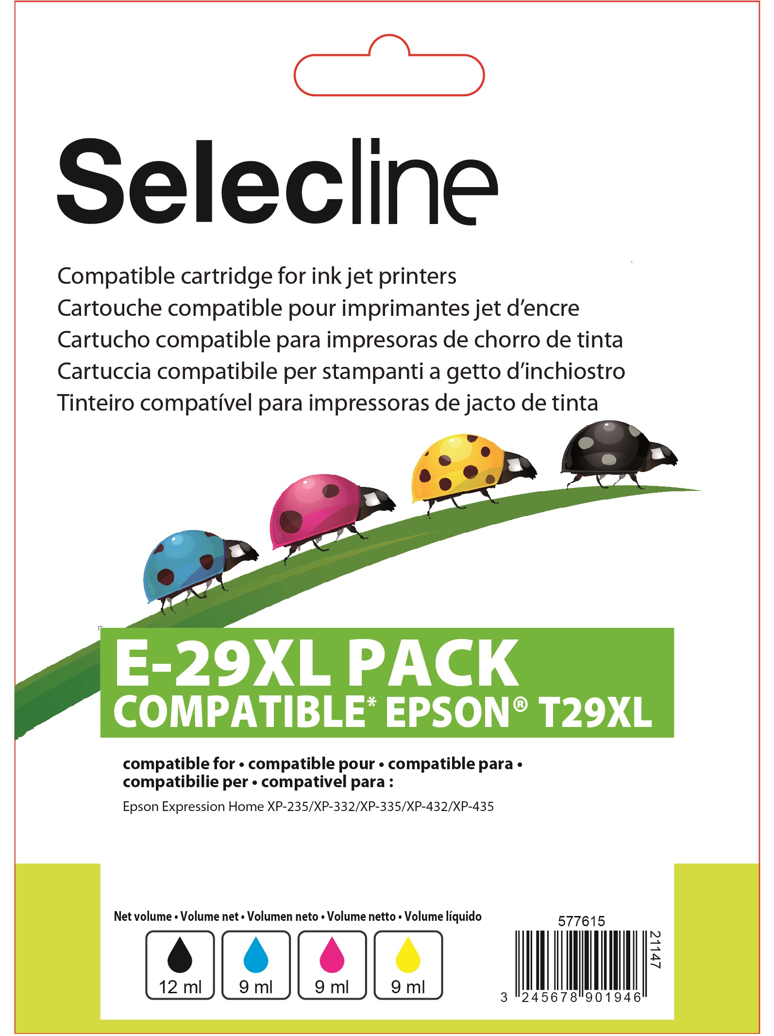 Pack de 4 Cartouches Jet d'Encre Compatible Epson T2996 29XL Fraise