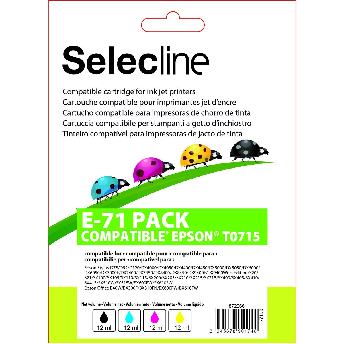 SELECLINE Cartouche 4 Couleurs E-71 PACK