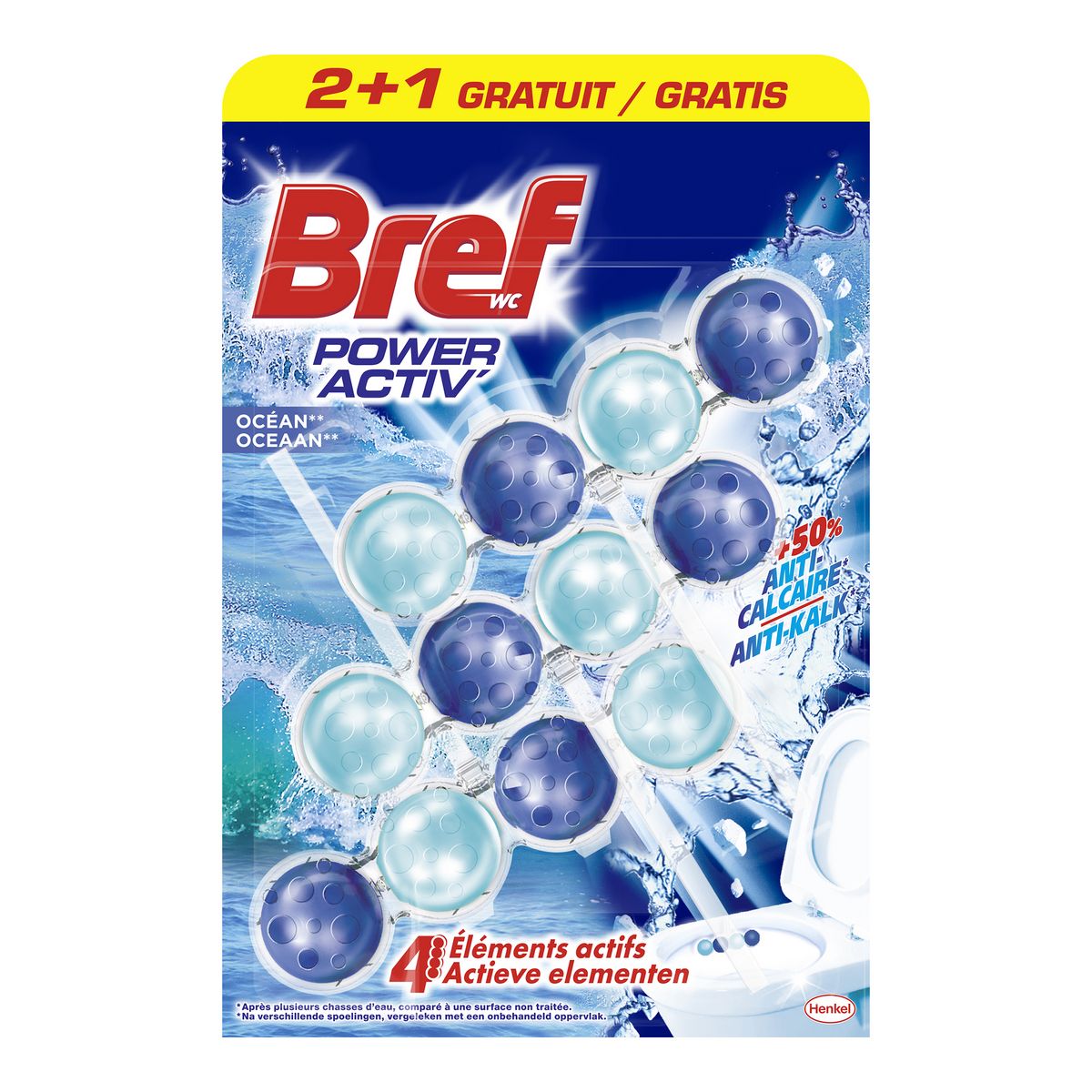 BREF WC Bloc Nettoyant parfum océan 3 blocs