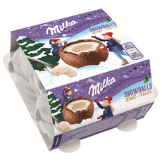 MILKA Snow Balls Œufs en chocolat au lait fourrés 4 pièces 112g