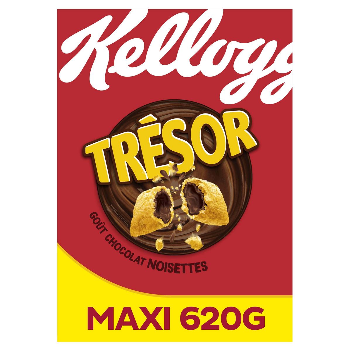 KELLOGG'S Trésor Céréales fourrées chocolat noisettes 620g