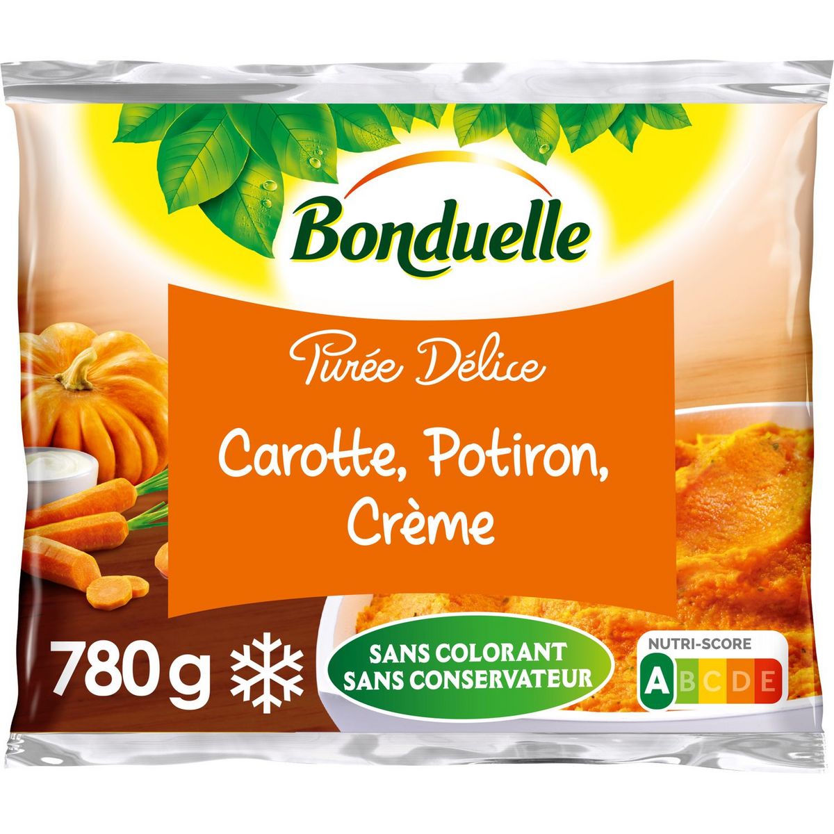 BONDUELLE Purée carotte et potiron 4 portions 780g